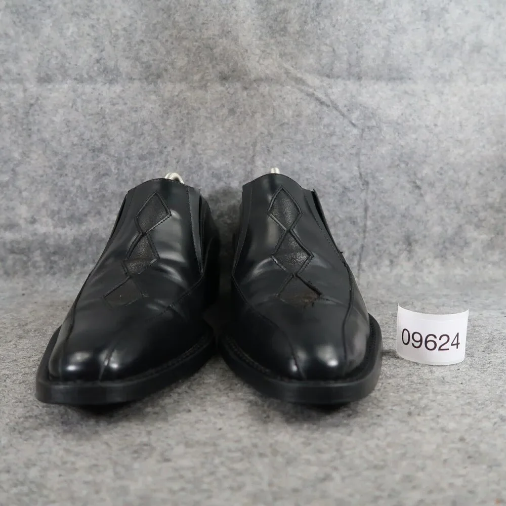 John Fluevog Shoes Mens 7.5 Loafer Slip On Black Leather Diamond Classic Vintage